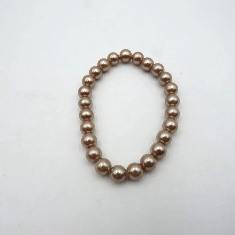Elegant Imitation Pearl Stretch‎ Bracelet Champagne Light Brown Lightweight